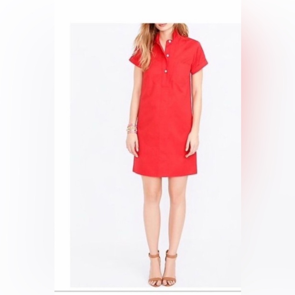 J. Crew 100% Cotton Red Shirtdress Size XXS